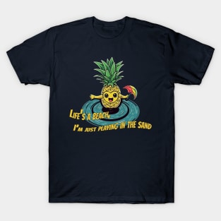 Pineapple Surfing on Vinyl Record" | Summer T-Shirt Design T-Shirt